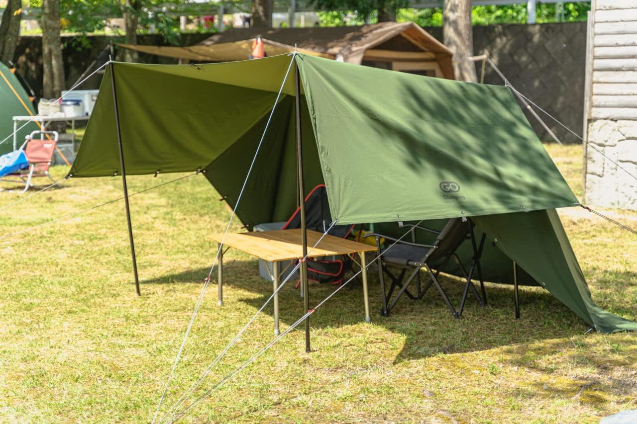 楽天市場】GoGlamping 【ポール付き】TC難燃タープ変幻自在 3.78x2