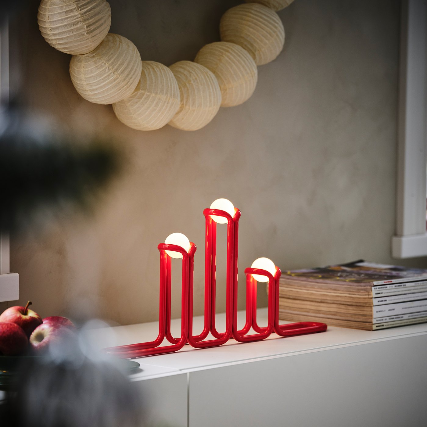 STRÅLA LED candelabra, metal red - IKEA