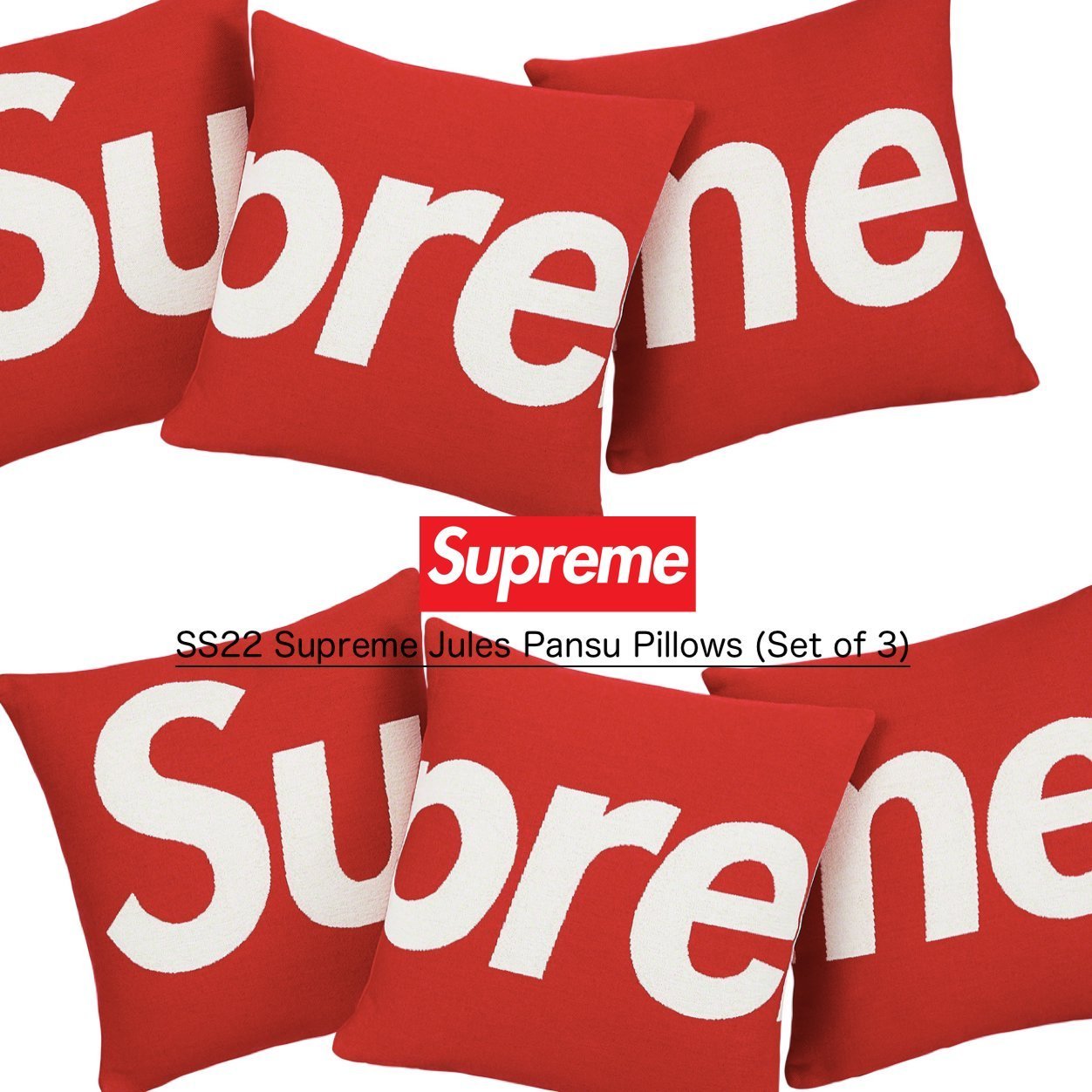 SS22 Supreme Jules Pansu Pillows (Set of 3) - クッション (Supreme