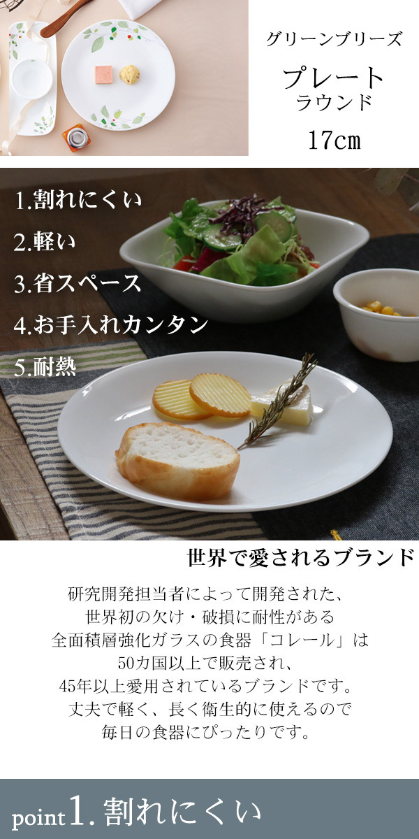 楽天市場】プレート 17cm コレール CORELLE 白 食器 皿 グリーン
