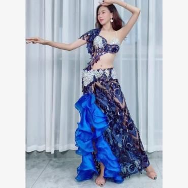 ベリーダンス衣装 ブラックマーメイドフラワー CBK-07 - ベリーダンス