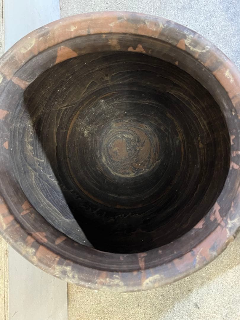 古い唐津焼 82cm甕 特大瓶 小民具壺 水鉢 睡蓮鉢 水槽