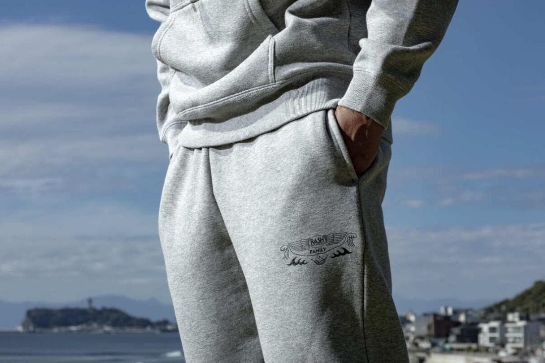 2025 RASH FAMILY スウェットパンツ ヘザーグレー XL 限定品 RASH ラッシュ 2026RASH 羽プリントスウェットパンツ / ラッシュ