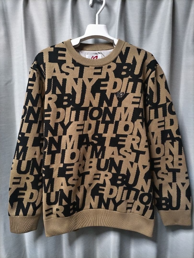 美品　マスターバニー　ニットセーター　総柄　裏地付き　防風、防寒　秋冬 MASTER BUNNY EDITION ゴルフ メンズセーター、トレーナー｜メンズ