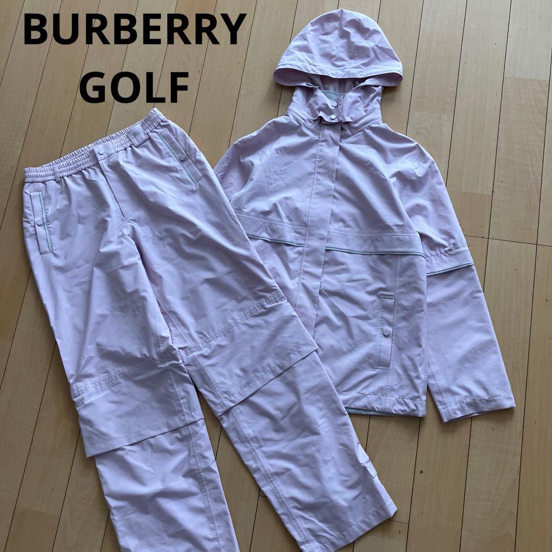 BURBERRYGOLFバーバリーゴルフ　セットアップ　レインウェア　ピンク　L レディス 水神レイン上下セット(M SP(スモーキーピンク)): アパレル