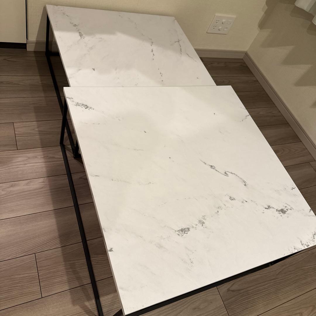 ローテーブル ネストテーブル 正方形 スチール 大理石柄 LOWYA 楽天市場】[楽天スーパーSALE! 3/4 20:00 - 3/11 1:59] ローテーブル